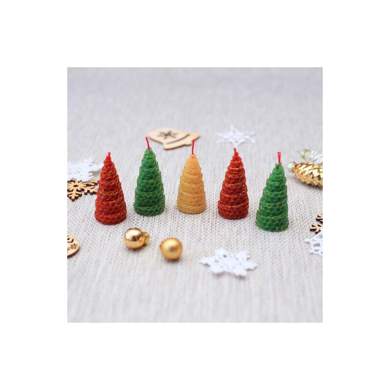 Восковые свечи "Ёлочки", новогодние, 5шт в упаковке